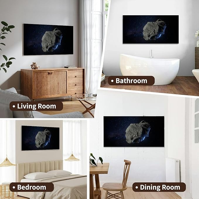 Canvas Wall Art for Living Room Bedroom Asteroid Outer Space Universe Big Large Wall Art Decor Framed Painting Wall Pictures Prints Artwork Office