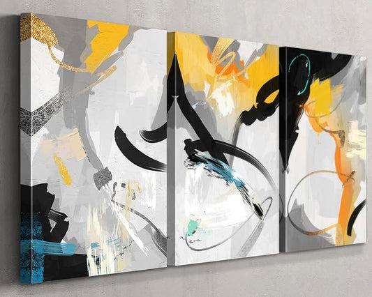 GIFTTWART Yellow Abstract Canvas Wall Art for Living Room, Bedroom, Office, or Dining – Modern Home Accents and Kitchen Painting Decor