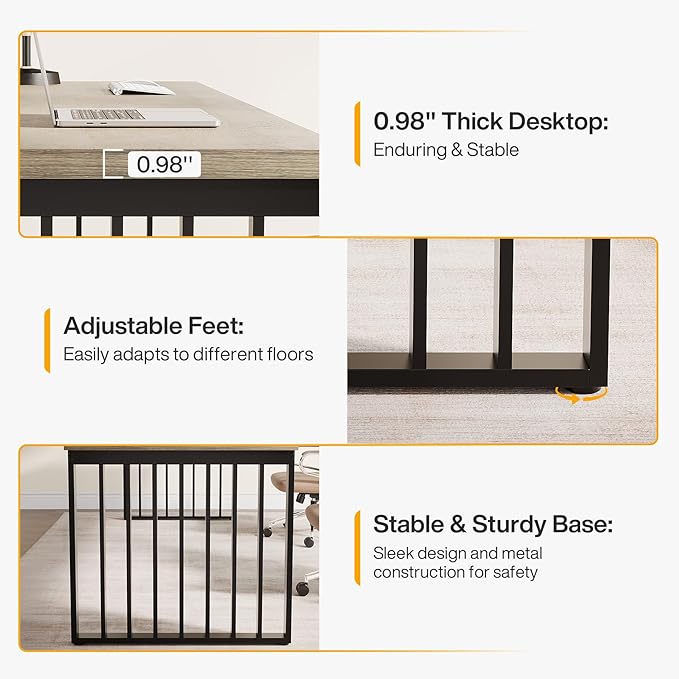 Tribesigns 78" Extra Long Computer Desk, 2-Person Desk with Metal Legs, Industrial Double Desk for Home Office (Gray)