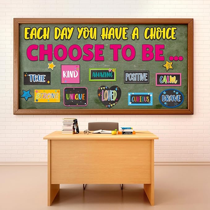 Motivational Bulletin Board Set Colorful Inspirational Decoration for Classroom Motivational Posters Choose to Be Positive Accent Cutouts Colorful Bulletin Boards for Teachers School Wall Supplies