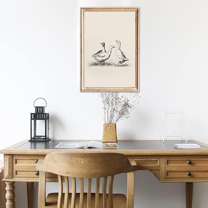 Vintage Duck Wall Art Prints Minimalist Abstract Animal Picture for Wall Decor Antique Vintage Painting Farmhouse Wall Decor Country Farm Animal Artwork for Living Room Kitchen Decor -16x24inch Poster