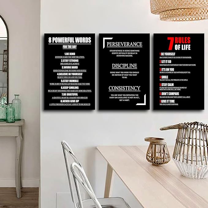 Inspirational Canvas Wall Art 3 Motivational Entrepreneur Quotes Picture Painting Positive Affirmations Framed Print Poster for Living Room Office Bedroom Gym Wall Decor Ready to Hang [48''Hx24''W]