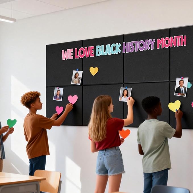 Large Bulletin Board 35.4" x 23.6", Black Cork Board, 6 Pack Cork Boards for Walls with 24 thumbtacks, Pin Board & Vision Board for Home Office, Student Dorm, Creative Studio