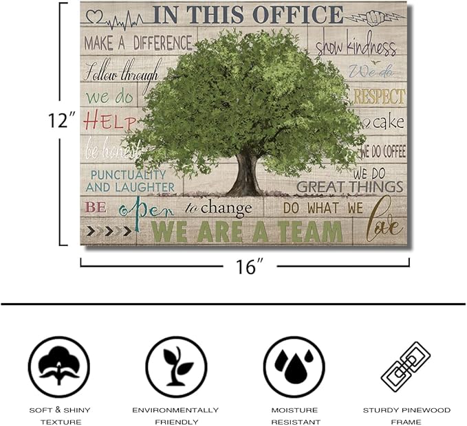 Inspirational Quotes Wall Art Prints Motivational Sayings Wall Decor Rustic Green Tree Picture Posters Framed Canvas Wall Décor for School Office Classroom College Decoration, 12x16 Inch