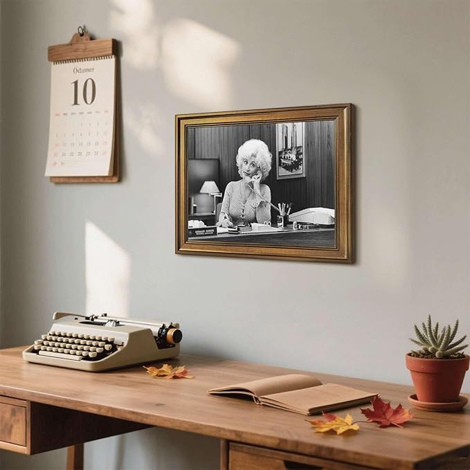 Framed vintage office scene Canvas Print Art, Contemporary Wall Art Painting Pictures Wall Decor, Elegant Home Decoration for Office or Apartment. (black frame,24L x36W)