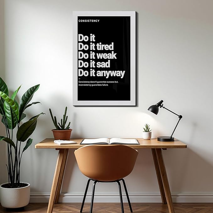 Positive Quotes Framed Canvas Wall Art Motivational Prints Wall Decor for Men Office Home Gym Bedroom Living Room Man Cave Made in USA