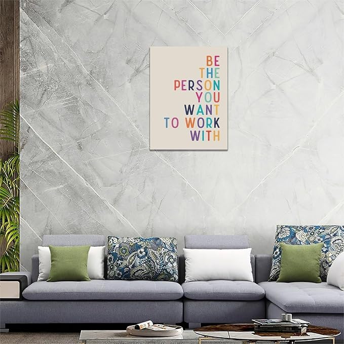 Office Teamwork Wall Art Motivational Success Pictures Wall Decor Inspirational Positive Quotes Canvas Painting Print Modern Artwork Decorations Framed for Home Bathroom Living Room Bedroom 12x16 inch