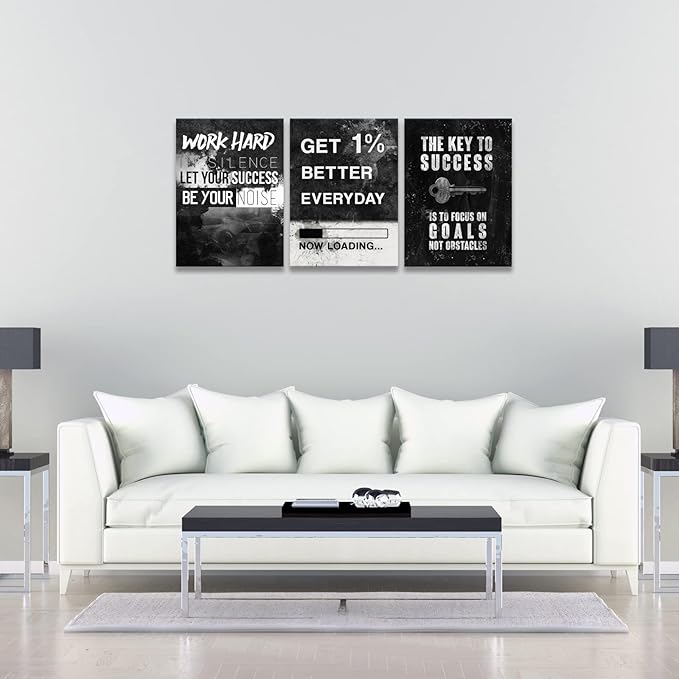 KAWAHONE Motivational Success Canvas Wall Art for Home Office Workplace, Perseverance Leader Canvas Quotes Motivate Success Positive Poster Framed -Wrapped Framed Ready to Hang