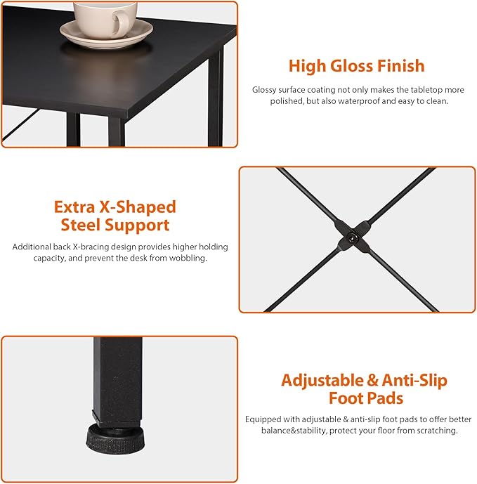 Home Office Desk Study Writing Computer Desk with 2 Storage Shelves, Small Industrial Modern Simple Style Laptop Table for Home, Office, Study, Bedroom, Gaming, (36 Inch, Black)