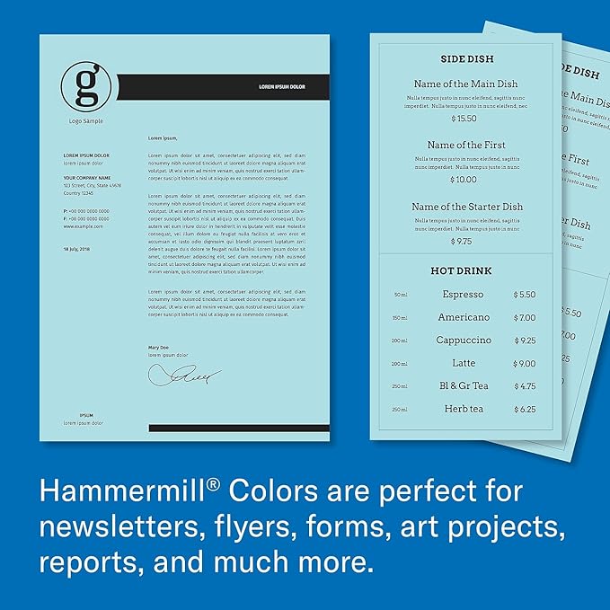 Hammermill 103309CT Recycled Colored Paper, 20lb, 8-1/2 x 11, Blue, 5000 Sheets/Carton
