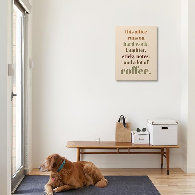 XWELLDAN Teamwork Quote Wall Art Canvas Prints, Coffee Humor Workplace Decor for Home Office, 11 x 14 Inch, Framed(boho)
