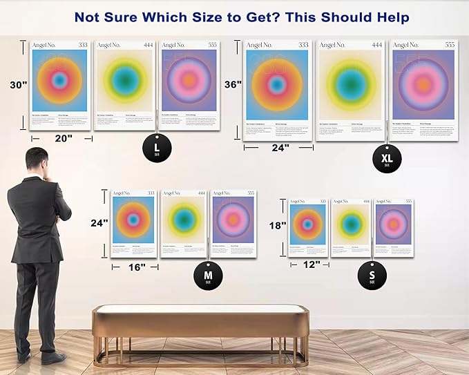 Colorful Gradient Aura Angel Numbers Poster Canvas Print Artwork Room Decor for Bedroom Aesthetic, 3 Piece Framed Inspirational Minimalist Art Paintings Decor for Bedroom Office 20"x30" x 3 Pcs