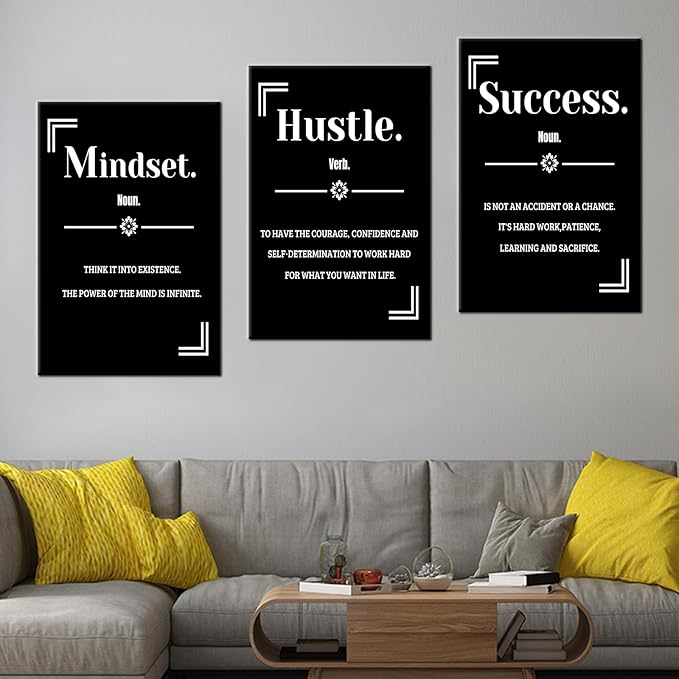 Large Motivational Canvas Wall Art 3 Piece Posters Print for Home Inspirational Quote Picture Painting Positive Artwork for Living Room Office Workplace Stretched and Framed [72''Wx 36''H]