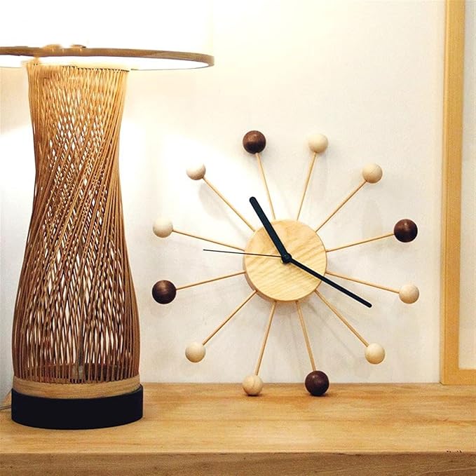 Wall Clock Planet Wall Clock Living Room Household Creative Mute Clock Wooden Modern Simple Wall Clock Office Design Feeling Decor Clock (Color : A) (B One Size)