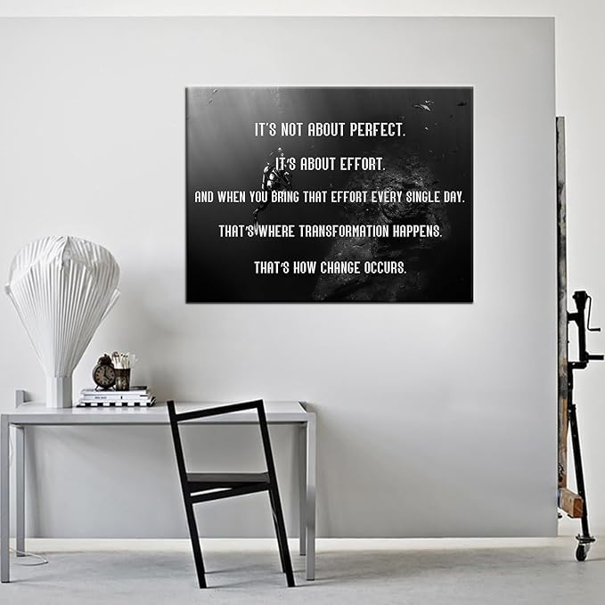 Motivational Canvas Wall Art Painting Black White Positive Inspirational Framed Artwork Prints Picture Artwork for Living Room Office Wall Decor Stretch and Framed [24''Wx18''H]