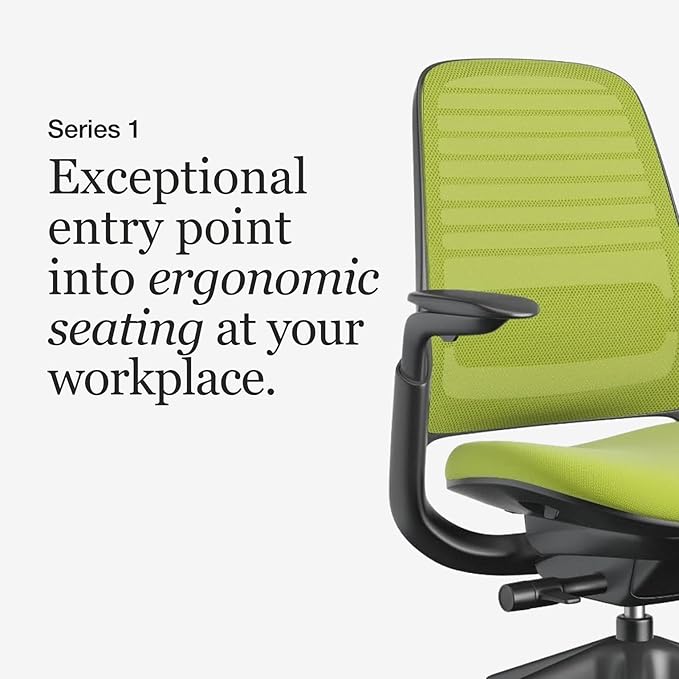 Steelcase Series 1 Office Chair - Ergonomic Work Chair with Wheels for Carpet - Helps Support Productivity - Weight-Activated Controls, Back & Arm Support - Easy Assembly - Wasabi