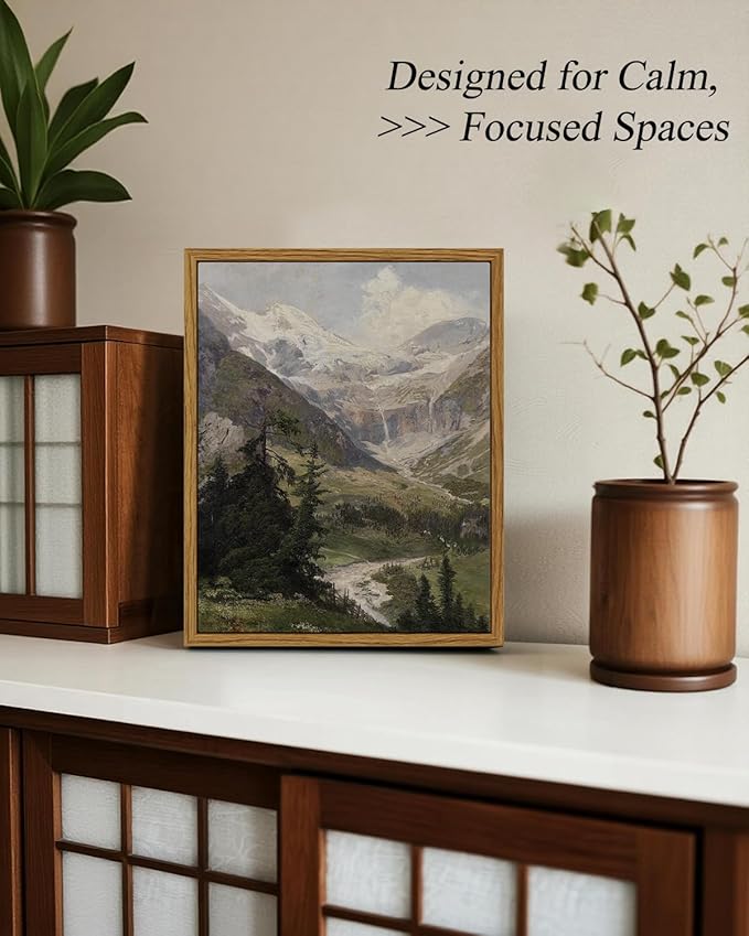 InSimSea Framed Canvas Wall Art Vintage Decor, Mountain Pictures Living Room Decor Aesthetic, Bedroom Bathroom Summer Landscape Wall Pictures, 8x10inch