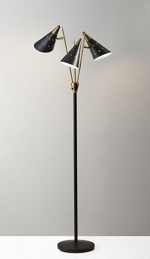 Adesso 3249-01 Floor-Lamps, Black/Antique Brass