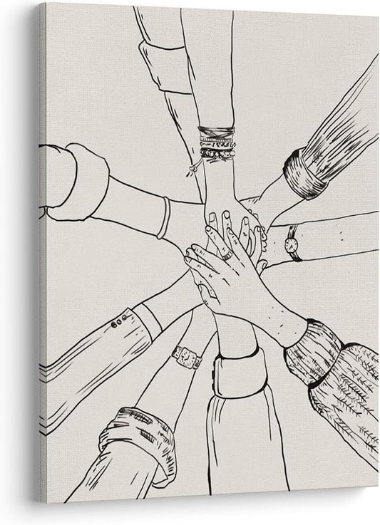 XWELLDAN Team Teamwork Wall Art for Office Decor, 11x14, Framed (Beige)