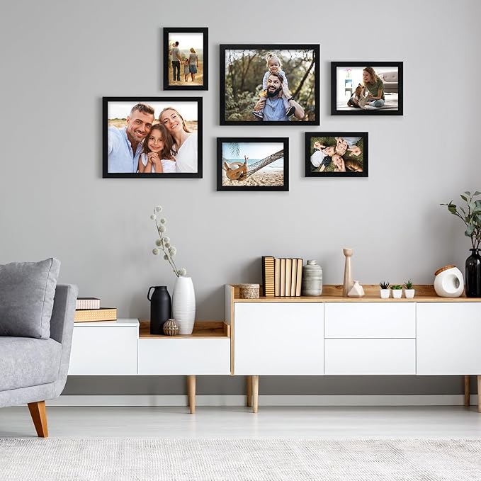 Fixwal Black Picture Frames, 10 Pack Collage Picture Frame Set for Wall Gallery Wall Frame Set, Hanging or Tabletop Display Multi Sizes Photo Frames Including 8x10, 5x7, 4x6