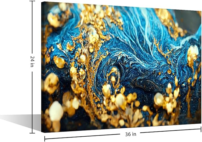 Wall Art Canvas Decor Modern Abstract Marble Art Picture Printing Gold Flakes Gold Dust Illustration Prints on Canvas 1 Panel Artwork Poster for Bedroom Home Decor Stretched Ready to Hnag 36x24 in