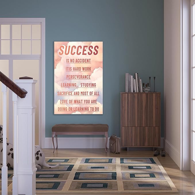Inspirational Canvas Poster Wall Art Decor Success Motivational Quotes Picture Print Positive Energy Wall Artwork for Modern Home Living Room Office Gym Stretched and Framed [24''Wx36''H]