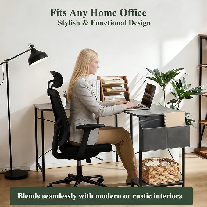 L Shaped Desk, 50 Inch Reversible Computer Desk Corner Gaming Table with CPU Stand & Storage Bag, Sturdy Metal Frame PC Workstation for Home Office