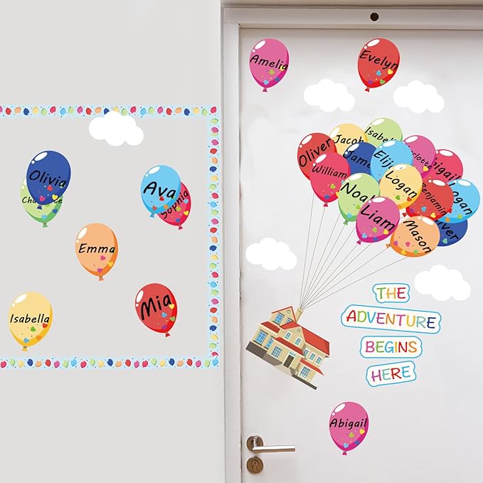 Colorful Balloons Bulletin Board Decoration Set Mix Balloon Borders Cutouts for Party School Classroom Door Welcome Bulletin Board Craft Home Wall(Adventure Balloons)