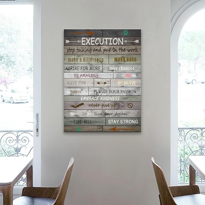 Motivational Wall Decor Inspirational Office Quotes Canvas Poster Print Inspiring Positive Quotes Picture for Bedroom Living Room Office Wooden Framed Ready to Hang [18''Wx24''H]