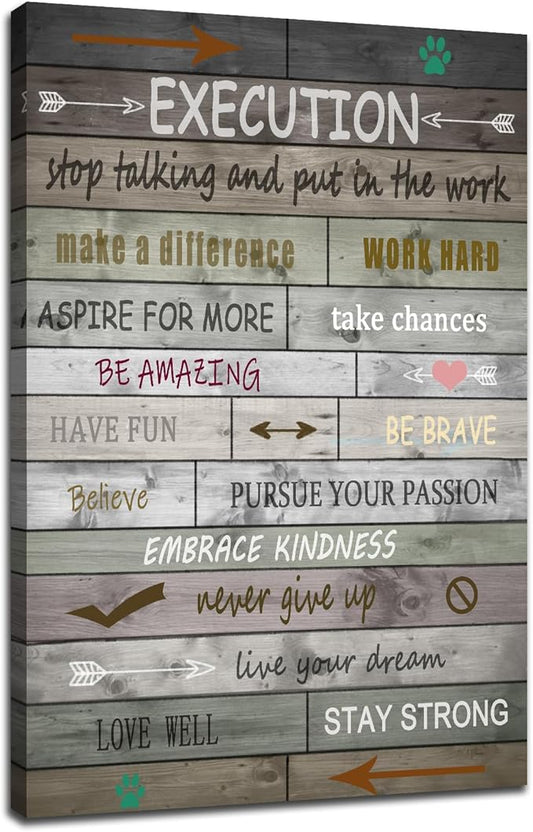 Office Wall Decor Inspirational Wall Art Execution Inspiring Positive Quotes Canvas Poster Print for Bedroom Living Room Gym Office Wall Decoration Artwork [24''Wx36''H]