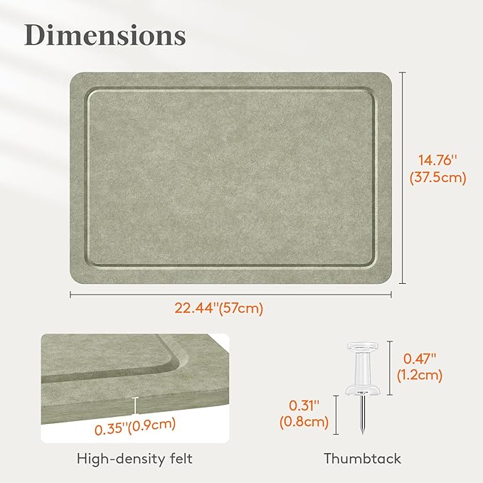 Lifewit Cork Board Alternative, 22.4"x 14.8" Bulletin Board with Self-Adhesive, Foldable Decorative Felt Pin Board Vision Board Message Board with 20 Pushpins for Office Wall Decor, Room Decor, Sage