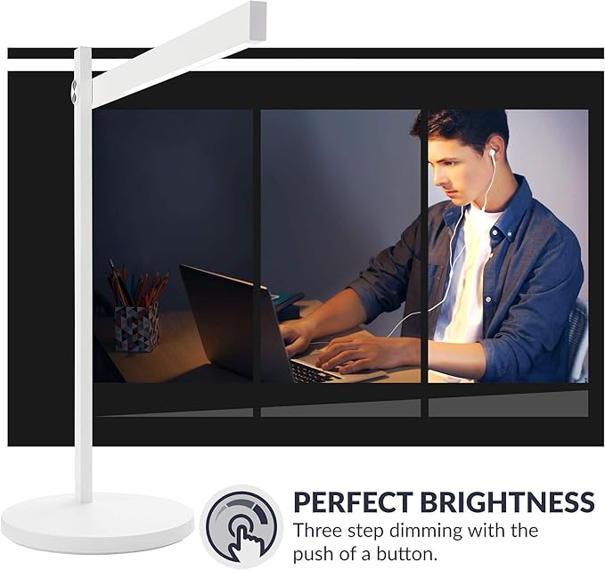 Newhouse Lighting Adonis White Metal Dimmable and Adjustable Color Temperature Energy-Efficient Modern LED Desk Lamp with Built-in Wireless Phone Charger