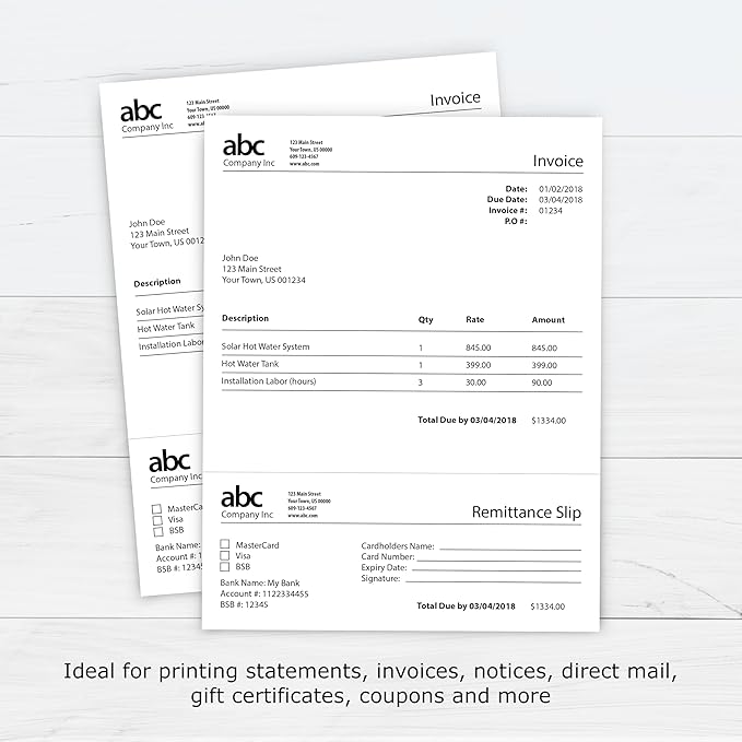 PrintWorks Professional 3 1/4" Horizontal Perforated Paper 8.5” x 11” - Perfect For W-2, 1099, & Statement Use - Made in the USA - 500 Sheets - 20 lb - Printer Compatible - White (04115)