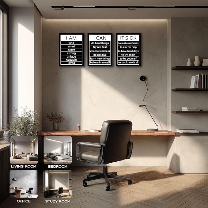 Halioyo Motivational Wall Art Decor Inspirational Canvas Wall Art Positive Affirmation Quotes Poster Decor for Bedroom Living Room Classroom Dorm Office, 12x16inchx3pcs