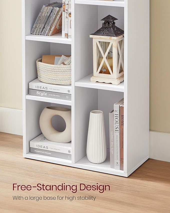 VASAGLE Set of 2 Bookcases, Bookshelves, 7 Compartments, Freestanding Shelves and Cube Organizers, Display Shelves for Small Spaces, for Living Room, Bedroom, and Home Office, Cloud White ULBC27WT-2
