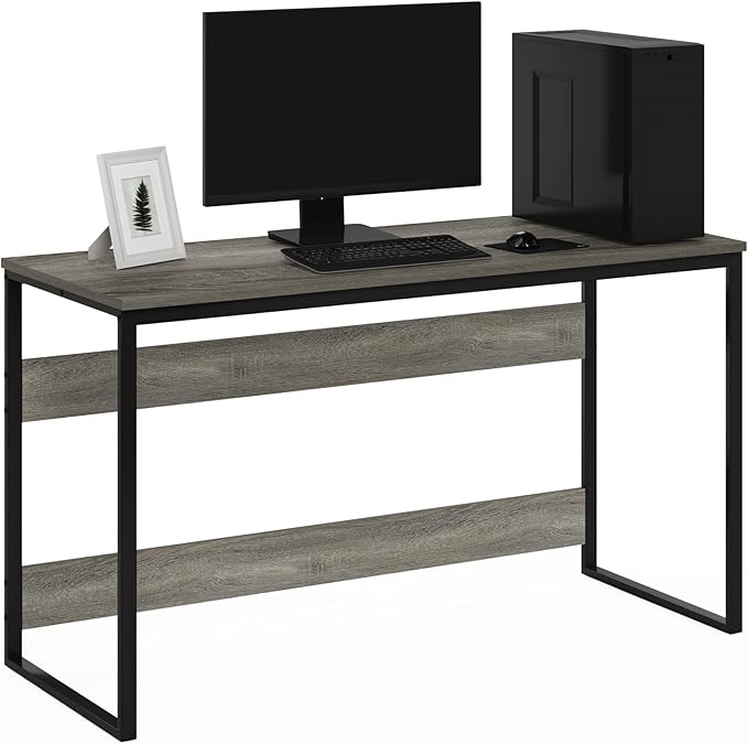 Furinno Moretti Modern Lifestyle Enhanced Study Desk 52 Inch, 52-Inch, French Oak Grey