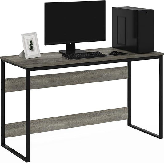 Furinno Moretti Computer Desk, Gaming Desk with Metal Frame, Office Desk, 52" Width, for Home Office, Gaming, Study, Grey Oak