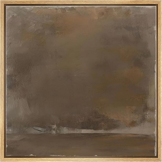 SIGNWIN Framed Canvas Print Wall Art Minimalist Earthy Abstract Brown Tones with a Rustic Aesthetic Illustrations Decorative Boho Relax/Zen Nordic for Living Room, Bedroom, Office - 16"x16" Natural