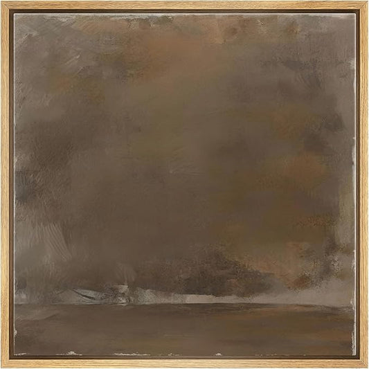 SIGNWIN Framed Canvas Print Wall Art Minimalist Earthy Abstract Brown Tones with a Rustic Aesthetic Illustrations Decorative Boho Relax/Zen Nordic for Living Room, Bedroom, Office - 16"x16" Natural