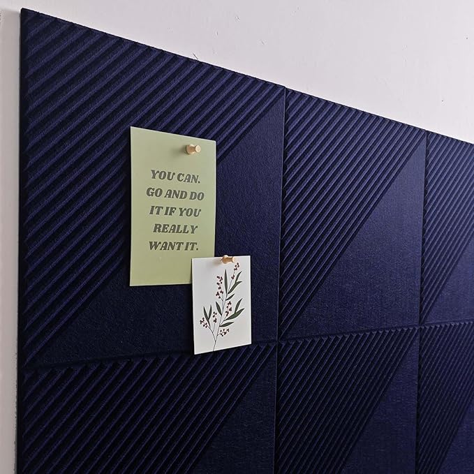 Large Cork Board for Walls 48"x 36", 12 Pack Felt Wall Tiles with Safe Removable Adhesive Tabs, Cork Board for Office,Pinboard Bulletin Board - Navy Blue