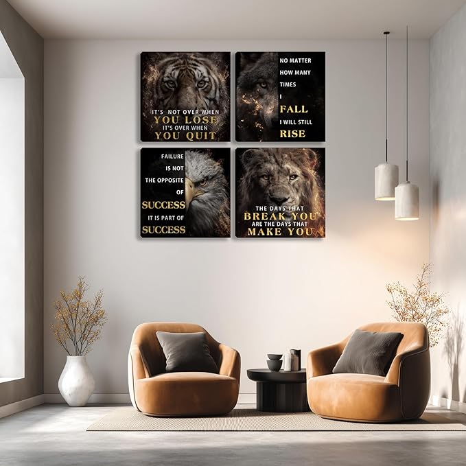 Motivational Wall Decor for Living Room Inspirational Wall Art for Office Workplace Canvas Wall Art Painting Poster Prints Artwork 12"x12"x4