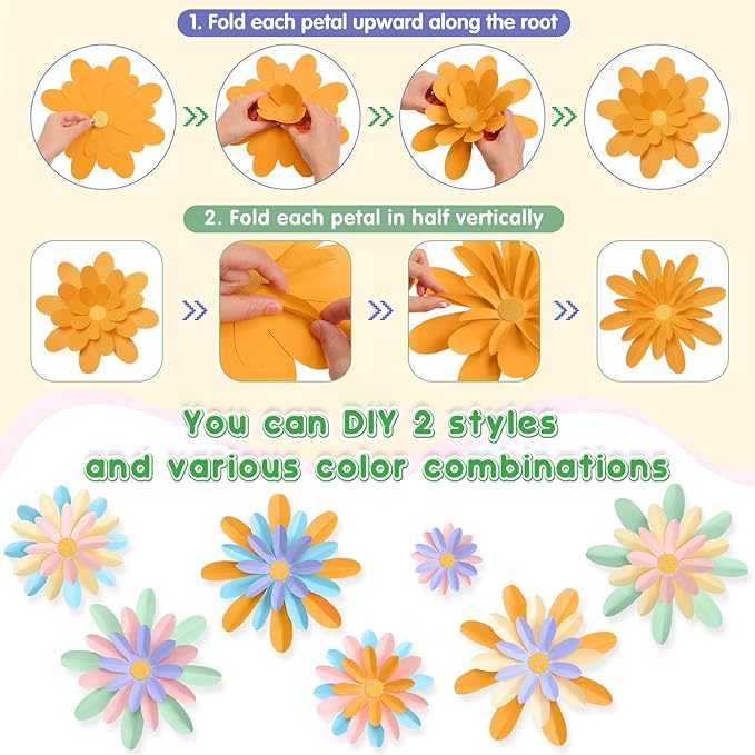 18 Pcs Paper Flowers Decorations for Wall DIY Flower Bulletin Board 3D Fiesta Paper Floral Backdrop Decoration for Photo Backdrop Classroom Back to School Party(Pastel Color)