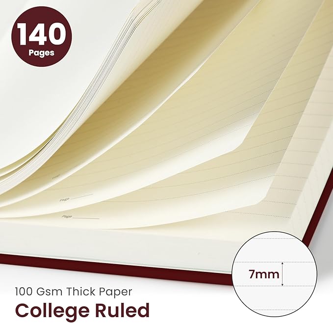 Taja Lined Spiral Journal Notebook for Women & Men, 140 Pages, College Ruled Hardcover Notebook for Work & Note Taking, Journals for Writing, A5(5.7" x 7.9") – Burgundy