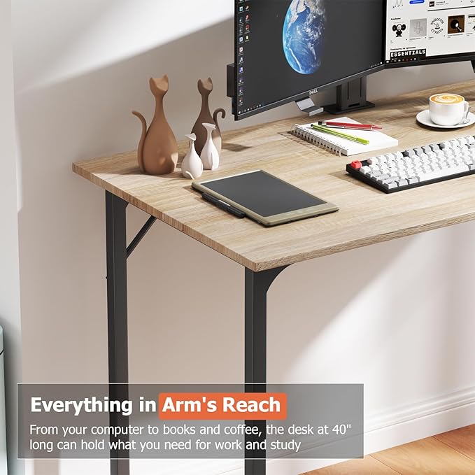 Computer Desk 47 inches Writing Desk Home Office Study Workstation Modern PC Laptop Sturdy Simple Gaming Desk with Metal Frame (Nature)