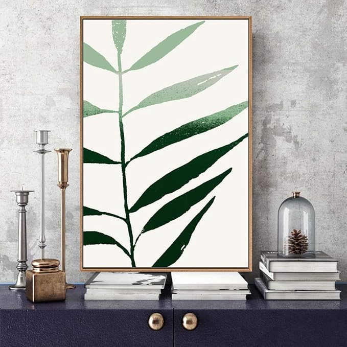 IDEA4WALL Framed Canvas Print Wall Art Green Color Blocks with Faded Textures Geometric Shapes Illustrations Modern Art Chic Colorful for Living Room, Bedroom, Office - 16"x24" Natural