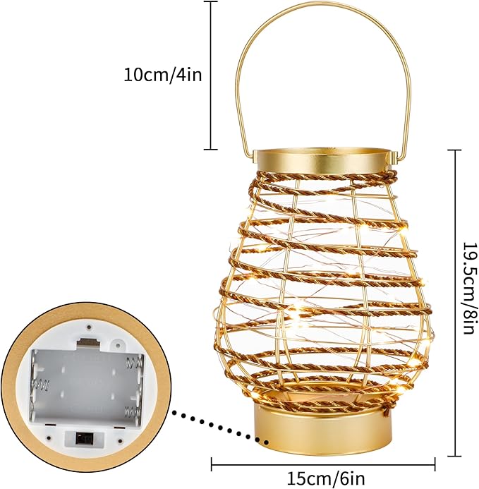 Set of 6 Metal Cordless Table Lamp 8 "H Metal Cage LED Cage Lamp with 6-Hour Timer, Vintage Decorative Fairy Lights Lantern for Indoor/Outdoor Bedrooms Weddings Parties Patio Events