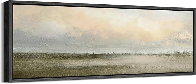 SIGNFORD Large Framed Canvas Soft Sunrise Over Misty Fields Illustrations Modern Art Calm Warm for Living Room, Bedroom, Office - 60"x20"