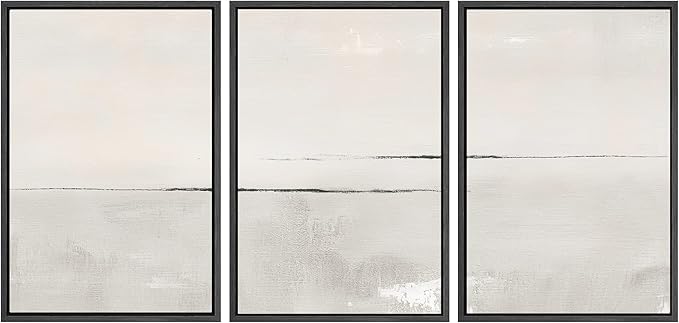 SIGNWIN Framed Canvas Print Wall Art Set Gray Duotone Pastel Watercolor Landscape Shapes Abstract Illustrations Modern Art Decorative Nordic Zen for Living Room, Bedroom, Office - 16"x24"x3 Black
