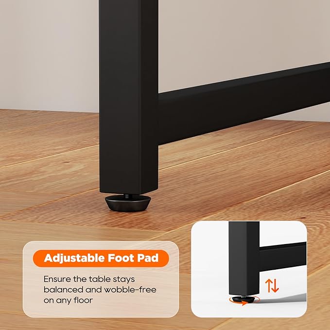 PayLessHere | 63 Inch Computer Desk | Black | Office Desk with Metal Frame, Adjustable Feet | Water-Resistant, Scratchproof Surface | Sturdy Writing Table for Home Office or Study | Pack of 1