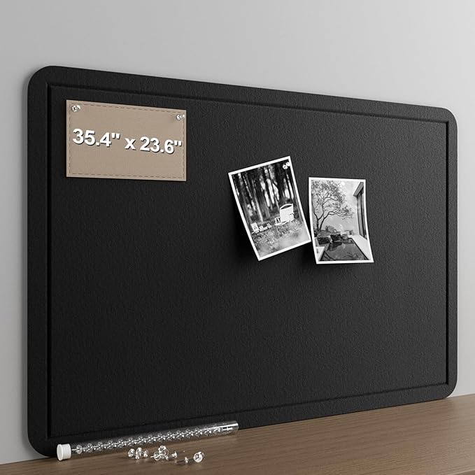 Large Felt Bulletin Board for Wall, 36"x24" Frameless Picture Board, Soft Felt Cork Board for Office, Home Planning & Office Wall Decor, Easy Install Pin Board